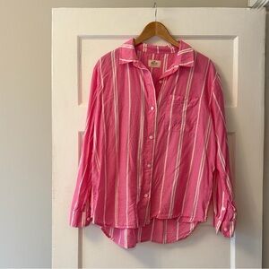 Marine Layer Pink and White Striped Shirt